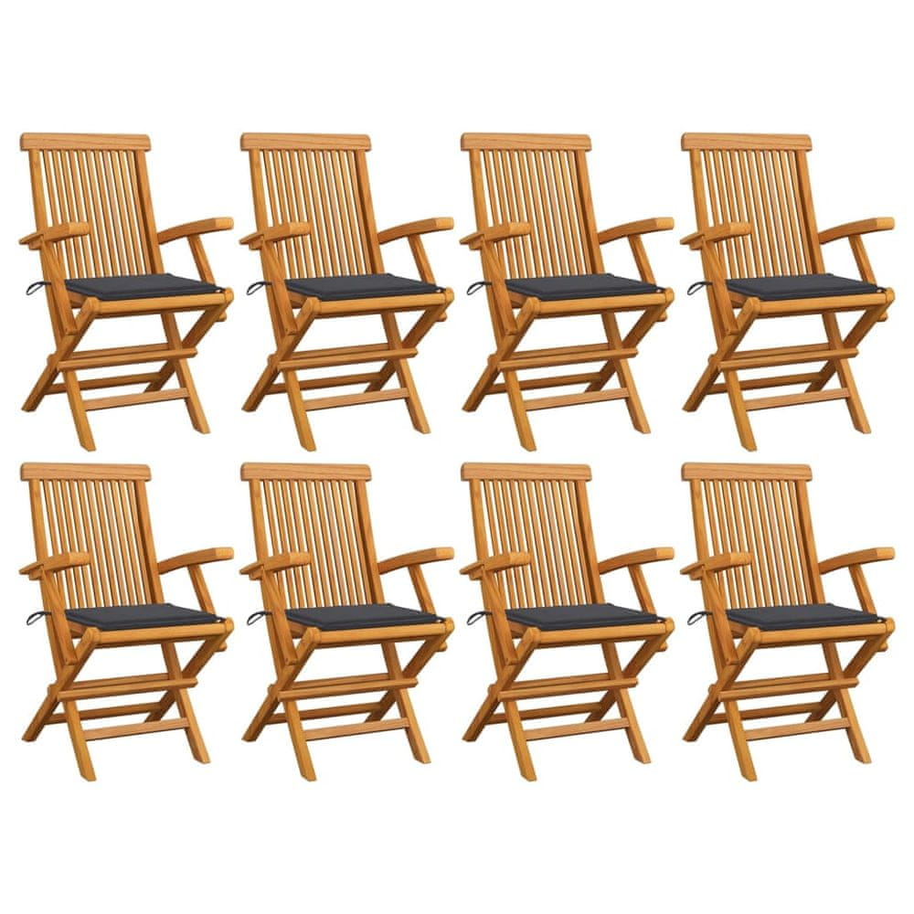 Petromila vidaXL Záhradné stoličky s antracitovými podložkami 8 ks tíkový masív